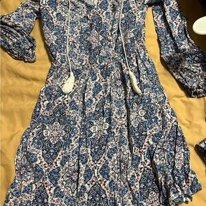 Hollister Blue and White Patterned Dress